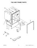 TUB AND FRAME PARTS Diagram and Parts List for 7WDF530PAYM5  Whirlpool Dishwasher