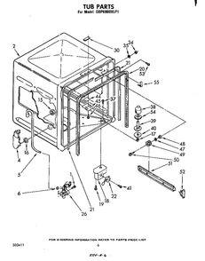 Tub Diagram and Parts List for GDP6880XLP1  Whirlpool Dishwasher