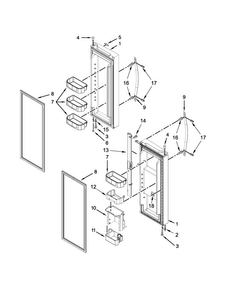 Refrigerator Door Parts Diagram and Parts List for WRF560SMYE03  Whirlpool Refrigerator