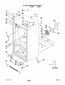 Cabinet Parts Diagram and Parts List for 59679542015  Kenmore Refrigerator