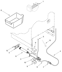 Icemaker Parts Diagram and Parts List for KUDF204KSB01  Whirlpool Refrigerator
