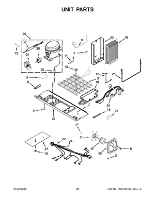 Unit Parts Diagram and Parts List for WRSA71CIHN00  Whirlpool Refrigerator
