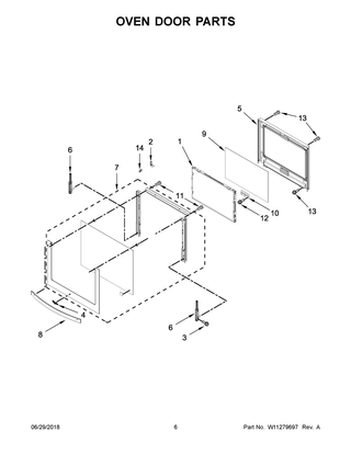Oven Door Parts Diagram and Parts List for WOC75EC0HW01  Whirlpool Microwave Oven Combo