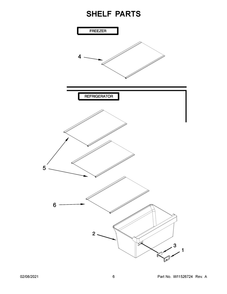 Shelf Parts Diagram and Parts List for 10667803410  Whirlpool Refrigerator
