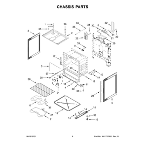 Chassis Parts Diagram and Parts List for YWFC150M0JW4  Whirlpool Range