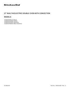 Cover Sheet Diagram and Parts List for KODE507EWH02  KitchenAid Wall Oven