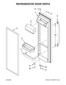 Refrigerator Door Parts Diagram and Parts List for WRS331FDDB02  Whirlpool Refrigerator