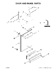 Door and panel parts Diagram and Parts List for WDT705PAKB0  Whirlpool Dishwasher
