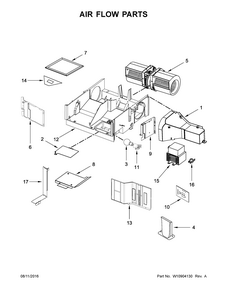 Air Flow Parts Diagram and Parts List for IMH205FS0  Whirlpool Microwave