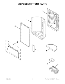 09 - Dispenser Front Parts Diagram and Parts List for KRMF536RBS01  Whirlpool Refrigerator