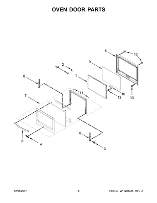 Oven Door Parts Diagram and Parts List for WOC54EC0HS00  Whirlpool Microwave Oven Combo
