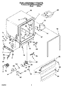 TUB ASSEMBLY PARTS Diagram and Parts List for DU948PWSQ0  Whirlpool Dishwasher