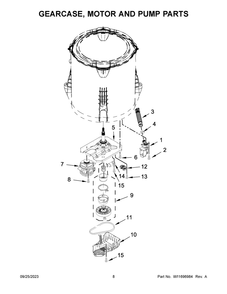 Gearcase, Motor And Pump Parts Diagram and Parts List for RTW4519PW0  Roper Washer