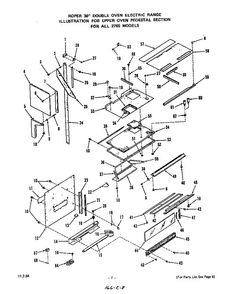 Upper Oven Pedestal Diagram and Parts List for 2765*0A  Roper Range