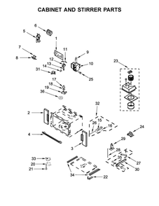 Cabinet And Stirrer Parts Diagram and Parts List for WOC75EC7HS00  Whirlpool Microwave Oven Combo