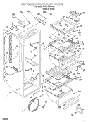 REFRIGERATOR LINER Diagram and Parts List for 3XART730GW00  Whirlpool Refrigerator