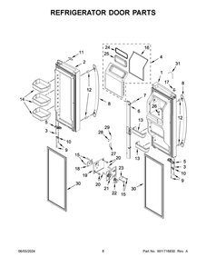 Refrigerator Door Parts Diagram and Parts List for WRF757SDHZ05  Whirlpool Refrigerator