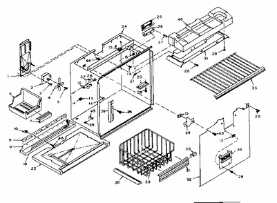 Freezer Section Parts Diagram and Parts List for 106W16GIML5  Kenmore Refrigerator