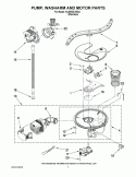 PUMP, WASHARM AND MOTOR PARTS Diagram and Parts List for KUDE50CVSS3  KitchenAid Dishwasher