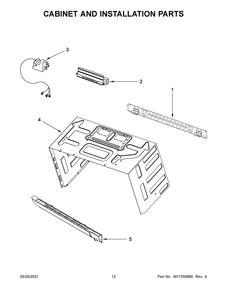 Cabinet And Installation Parts Diagram and Parts List for YKMHS120EBS07  Whirlpool Microwave Oven Combo