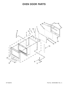 Oven Door Parts Diagram and Parts List for KOCE500ESS05  KitchenAid Microwave