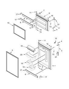 Door Parts Diagram and Parts List for 5WT519SFEW00  Whirlpool Refrigerator
