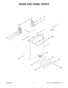 Door And Panel Parts Diagram and Parts List for WDT751SAPZ0  Whirlpool Dishwasher