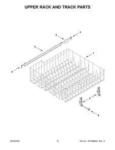 Upper Rack And Track Parts Diagram and Parts List for WDF332PAMB0  Whirlpool Dishwasher
