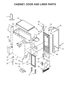 Cabinet, Door And Liner Parts Diagram and Parts List for KUIX305ESS2  KitchenAid Ice Maker