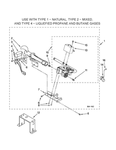 W10336852 Burner Assembly Diagram and Parts List for 11071202012  Kenmore Dryer