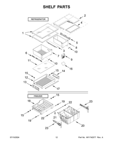 07 - Shelf Parts Diagram and Parts List for WRF560SEHZ05  Whirlpool Refrigerator