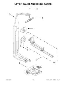 Upper Wash And Rinse Parts Diagram and Parts List for KDTM704KPS0  Whirlpool Dishwasher
