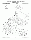 COOKTOP, BURNER AND GRATE PARTS Diagram and Parts List for YKDRU767VS00  KitchenAid Range