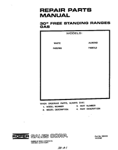 Front Cover Diagram and Parts List for F4057W0  Roper Range