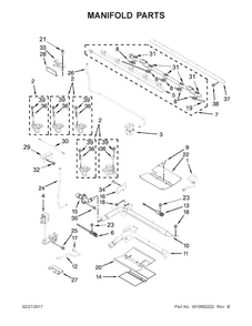 Manifold Parts Diagram and Parts List for KFGD500ESS04  KitchenAid Range