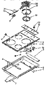 Cooktop Diagram and Parts List for KEDS207AL1  KitchenAid Range
