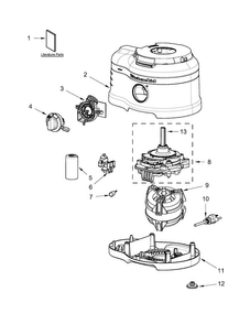 Motor And Housing Unit Parts Diagram and Parts List for KJA16A3ANA  KitchenAid Food Processor