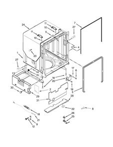 Tub And Frame Parts Diagram and Parts List for KDTM354DSS0  KitchenAid Dishwasher