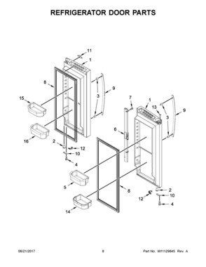 Part Location Diagram of W11125624 Whirlpool Handle - Stainless