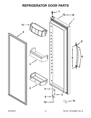 Refrigerator Door Parts Diagram and Parts List for WRS586FIEM04  Whirlpool Refrigerator