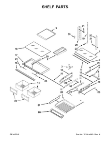 Shelf Parts Diagram and Parts List for 59679243018  Kenmore Refrigerator