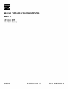 Cover Sheet Diagram and Parts List for 10641123212  Kenmore Refrigerator