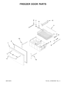 Freezer Door Parts Diagram and Parts List for WRX735SDBH01  Whirlpool Refrigerator