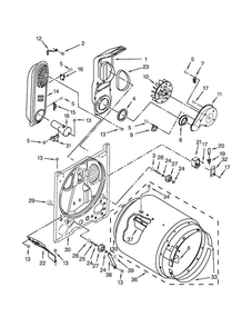 Bulkhead Parts Diagram and Parts List for WGD4616FW1  Whirlpool Dryer