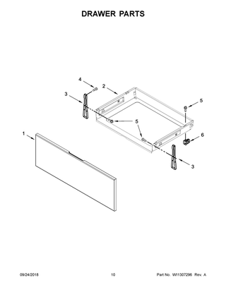 Drawer Parts Diagram and Parts List for WFE515S0ES2  Whirlpool Range