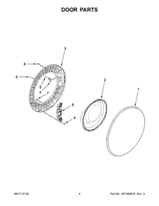 Door Parts Diagram and Parts List for 8TWFW8620HW2  Whirlpool Washer