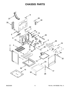 Chassis Parts Diagram and Parts List for KFEG504KPS0  Whirlpool Range