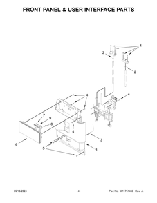 03 - Front Panel And User Interface Parts Diagram and Parts List for KES8558PL0  Whirlpool Espresso Machine