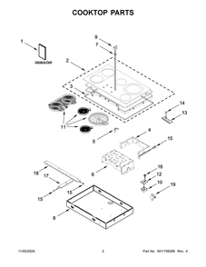 02 - Cooktop Parts Diagram and Parts List for MEC8836HS01  Whirlpool Cooktop