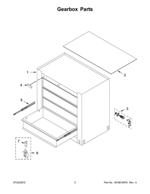 02 - GEARBOX PARTS Diagram and Parts List for GAGD264DBG00  Whirlpool Tool Stand & Cart